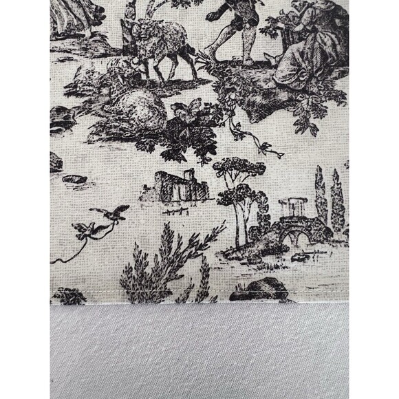 Vintage Toile Tablecloth Handmade Gray & White - Picture 6 of 8